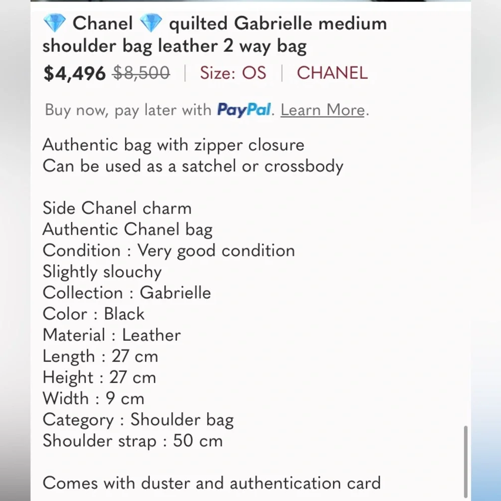 💎✨ BEAUTIFUL ✨💎 Chanel Gabrielle Leather Quilted Shoulder Bag - Picture 14 of 14